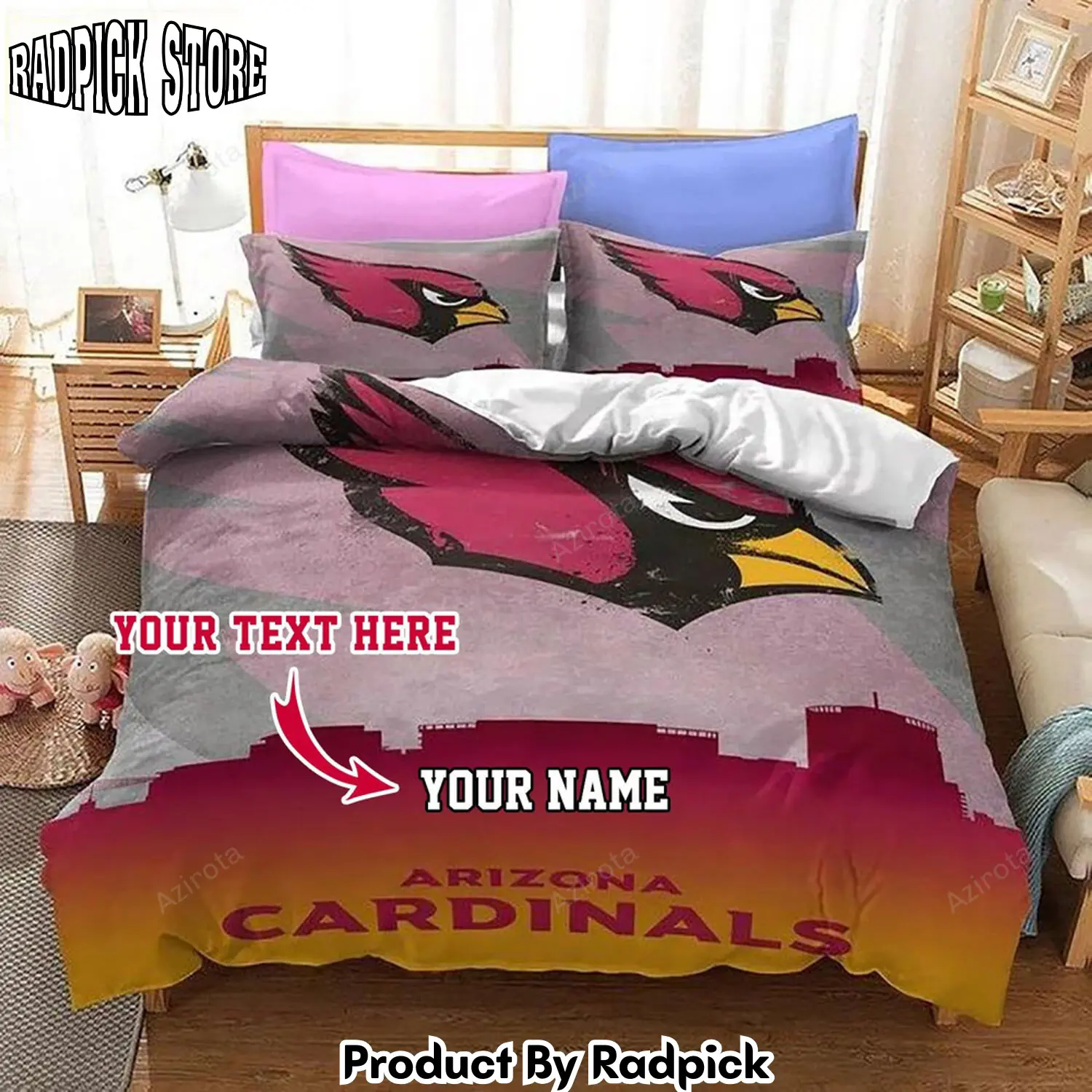 Radpick arizona cardinals 31 football personalized custom bedding sets king queen twin bedding set rp3278718